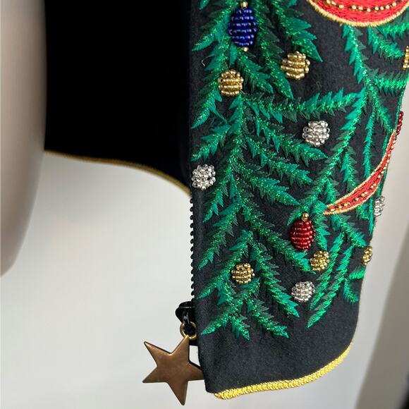 Jenna Woman Wool Cardigan Size 14 Embroidered Embellished Zips - Picture 7 of 10